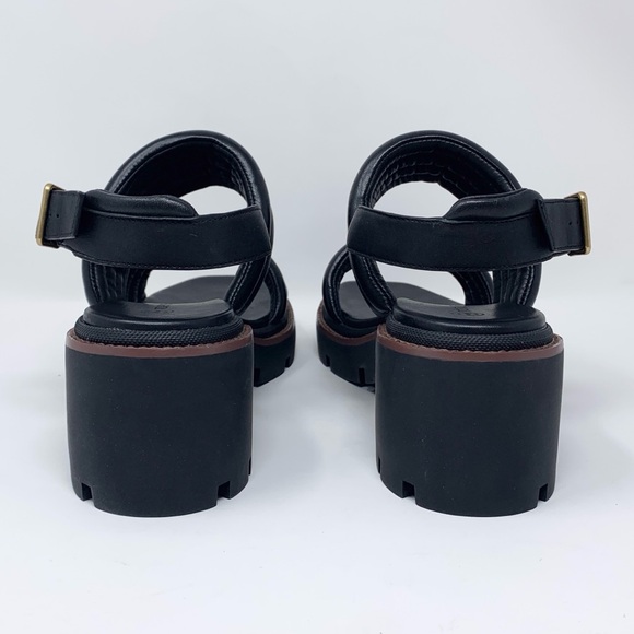 NEW Tory Burch Lug Sole Heeled Sandals (Sz 9) Quilted Leather Slingback Black - Picture 8 of 13